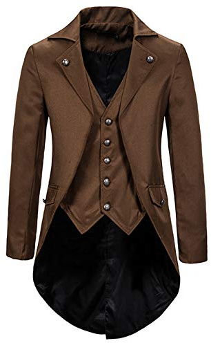 VYLYNL Män medeltida bakkappa steampunk viktoriansk kostym medeltida gotisk vintage jacka cosplay fest och halloween renässansdräkt fin klänning
