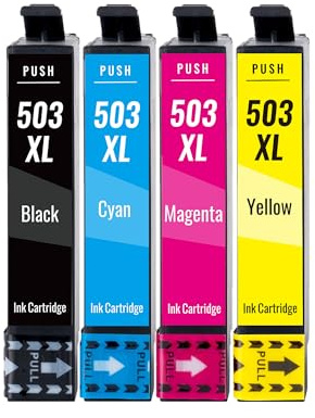 kamo 503 XL (4er-Pack) Multipack Druckerpatronen Kompatibel mit Epson 503 503XL - für Expression Home XP-5200, XP-5205, Workforce WF-2960 / WF-2960DWF, WF-2965 / WF-2965DWF
