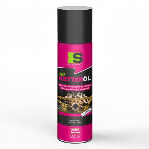 Spraytive 1 spray d'huile de chaîne de 300 ml - Pour vélo et vélo électrique - Huile de chaîne de vélo - Réduit les frottements et l'usure - Protège la chaîne, le pignon et le circuit - Huile Bike