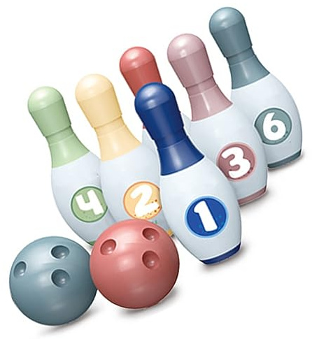 CHICIRIS Bowlingset för Barn Bowlingspel i Plast för Barn med 6 Stift och 2 Bollar Utan Monteringshandtag för Inomhus Utomhusföräldrar Barnaktiviteter och Småbarn