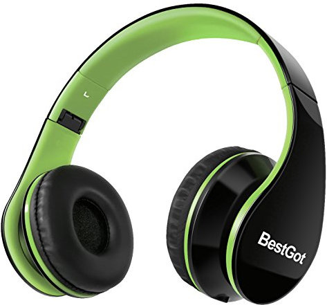 BestGot Cuffie per Bambini per Bambini Ragazzi Adulti con Volume Microfono in Linea per Scuola, Tablet, Smartphone, Cuffie PS4 con Connettore da 3,5 mm Cavo Rimovibile (nero/verde)