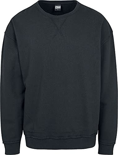 Urban Classics Herren Pullover Oversized Sweatshirt Open Edge Crewneck Pulli,, Farbe black, Größe L