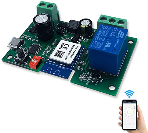 1 Canale Intelligente Pulsante Relè Wifi DC5V/12V Wireless Universale Modulo Telecomando Interruttore Timer per Automazione Cancelli Compatibile con Alexa, Tuya Smart Life App
