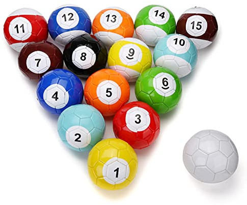 EviKoo Biliardo Snook Pallone da Calcio Calcio Set Completo Gigante Snookball Snooker Street Game Sport Giocattolo Palla da Biliardo 16 Pezzi Footpool per Adulti Bambini Sport All'aperto,7.9inch