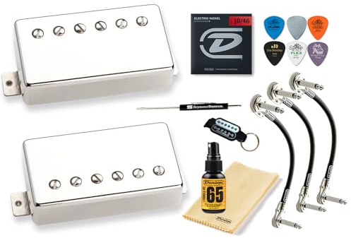 Seymour Duncan Seth Lover P.A.F. Vintage Output SH-55 E-Gitarre Humbucker Set, Nickel, mit Tonebird Tool, Saiten, Plektren, Polish, MXR Kabelbündel für Jazz, Blues, Classic-Rock, 11108-20-Nc