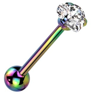 beyoutifulthings tungpiercing hjärta zirkon 6 mm silver guld roséguld universal piercing kirurgiskt stål barbell-s stavlängd 16 mm, Rostfritt stål