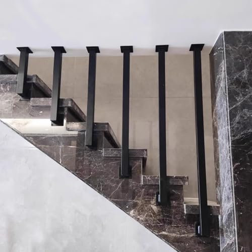 Ringhiera per Scale in Metallo Nero per Interni ed Esterni, ringhiera per Scale a L montata sul soffitto, Barra di Sostegno Antiscivolo, balaustre, Kit di Supporto per ringhiere(85cm)
