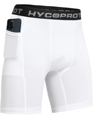 HYCOPROT 1 or 3 Piezas Mallas Cortos Running con Bolsillos Hombre, Pantalones Cortos de Gimnasio Transpirable y Secado Rápido, Compresión Básica Hombre para Correr (Blanco, L)