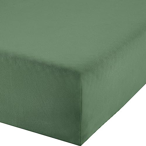 Erwin Müller Boxspringbett-Spannbettlaken Freising Elasthan-Jersey-Stretch - olivgrün Größe 140x200 cm - 160x220 cm - dehnbar, antipilling, bügelfrei, Rundumgummi