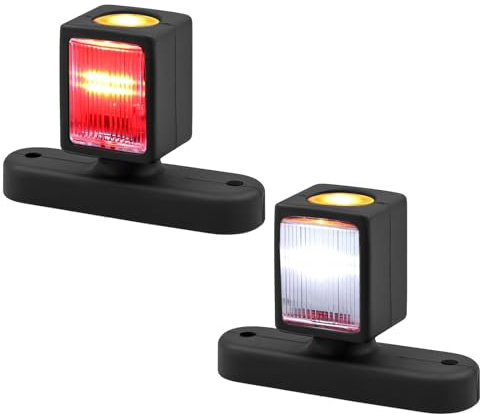 AUTOUTLET Lot de 2 feux de position latéraux LED 12-30V Lampe de Dégagement de Contour de Feu de Gabarit Latéral Universel pour Voiture SUV Van Lorry Rvs Bus Bateau Remorque LED Camion - 74mm