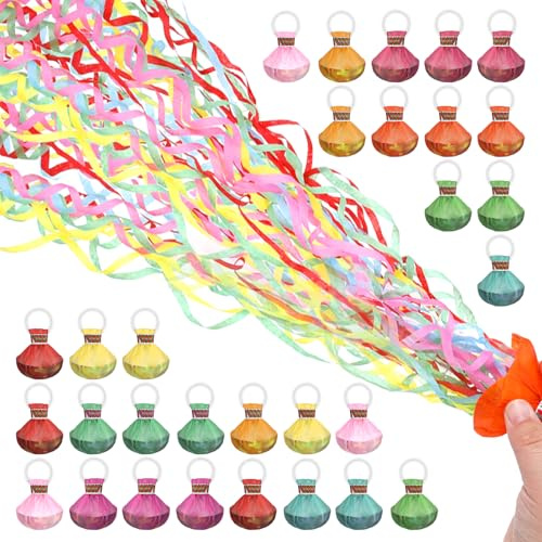 30 serpentinas coloridas para cumpleaños, cañones para decoración de fiestas, cumpleaños infantiles, bodas, vísperas de Año Nuevo, carnaval y ocasiones festivas, fácil de usar, alternativa al confeti