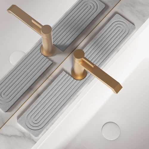 Tapis De Robinet Pour Évier De Cuisine, U Forme Diatomite Séchage Rapide, Protecteur D'évier Super Absorbant, Garde D'éclaboussures Sans Glissement Pour Cuisine, Salle De Bain (Gris,60*10cm)