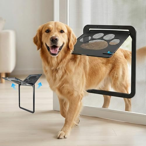 Pet Prime Dog Flap for Screen Door, Self-Closing Cat Door with Lock, 30.5x35.5 Big Silent Pet Door, Durable Frame, Easy Install Pet Gate for Large Breed Dogs (L - for Large Dogs)
