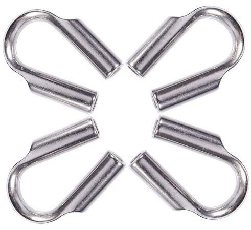 LIFKICH Morsetti per Cavi in Acciaio Inox 4 Pezzi, Redancia per Funi Metalliche, Anello a Forma di Cuore di Pollo, per Installazioni Elettriche e Riparazioni