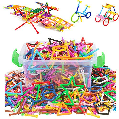 LONTG Construction Building Blocks Smart Bar Set Assembling 3D Puzzle Toys Kit with Interlocking Sticks Geometry Intelligent Learning Education Toys with Toy Storage Box