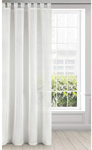 Eurofiramy Lucy Cortina con Lazos cosidos en Voile Liso Transparente 1 ud. - para el Dormitorio, el salón Elegante 100% poliéster