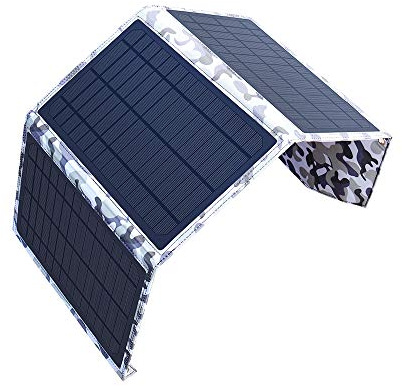 XINPUGUANG Solladdare 21 W bärbar USB 5 V 3 A utgång utomhus vikbar solpanel camping resor för smartphone, surfplatta, kamera, fläkt, ljus, powerbank (kamouflage)