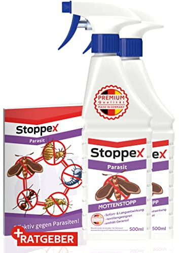 Stoppex® Parasit Mottenstopp- Spray gegen Motten, Lebensmittelmotten und Kleidermotten. Motten bekämpfen mit Sofortwirkung