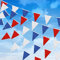 132 Fuß rot-blau-weißes Wimpelbanner, wiederverwendbare Wimpelkette aus Nylonstoff, 104 Stück, dreieckige Flaggen für Muttertag, Geburtstag, Hochzeit, Zuhause, Outdoor, Garten, Party-Dekoration