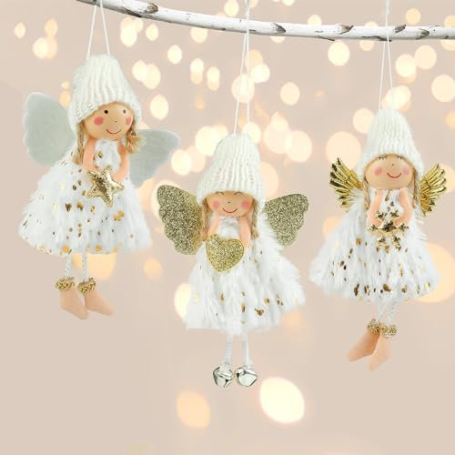 SULOLI Christmas Decorations,3PCS Angel Doll Pendant Christmas Ornaments Xmas Tree Decoration Hanging Decoration for Holiday, Xmas Tree Decorations, Fireplace, Window Gift Decor