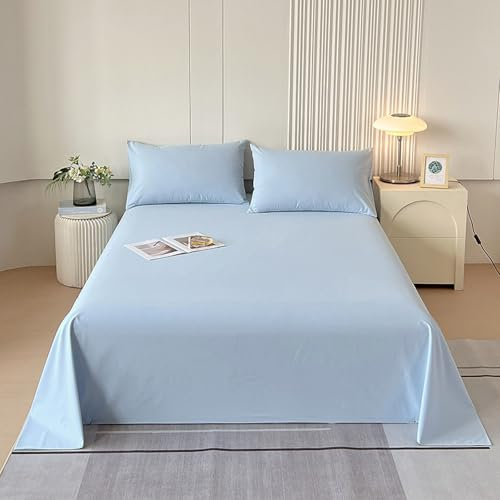HAIBA Bettlaken ohne Gummizug 245x270cm hellblau weiches und pflegeleichtes Betttuch aus 100% Baumwolle ohne Gummizug