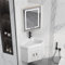 GSATREY Badezimmer Eckwaschbecken, Waschbecken Mit Unterschrank, Wandwaschbecken Set Für Kleine Räume, Beschlagfreiem LED-Spiegelschrank, Mit Armaturloch Badezimmermöbel, Für Wc(White,48cm/18.9in)