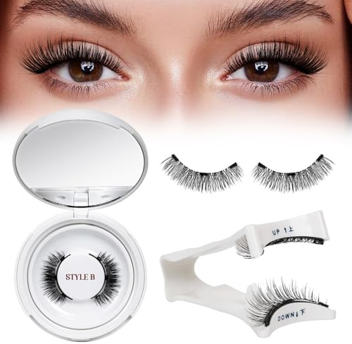 Cils magnétiques réutilisables avec applicateur, aspect naturel, ensemble de cils magnétiques sans colle cils magnétiques QUEWEL faciles à porter et à enlever avec instructions (Kit-B)