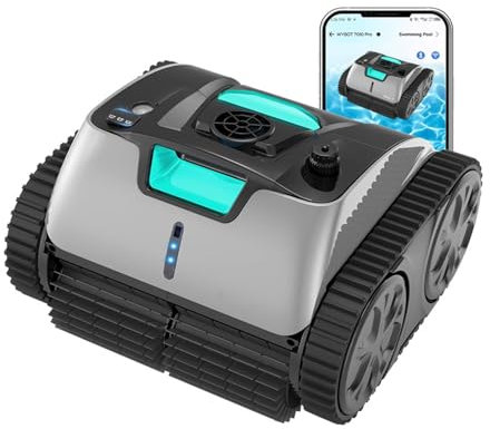Robot pulitore per Piscine Senza Fili, aspiratore per liquami da laghetto per Pesci, con prenotazione con Un clic dell'APP, Arrampicata su Parete a 90°, Volume del Filtro da 2,3 Litri