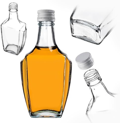 KADAX Bouteilles en verre de 250 ml avec bouchon à vis, 1 pièce, bouteilles vides à remplir, bouteilles de liqueur, petites bouteilles d'alcool, bouteilles de jus (blanc)