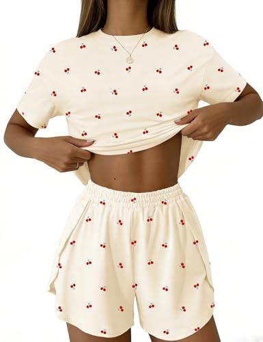 IECCP Pyjamas Dam Kort Pyjamas Set Sommar Nattkläder Myskläder Pjs, S