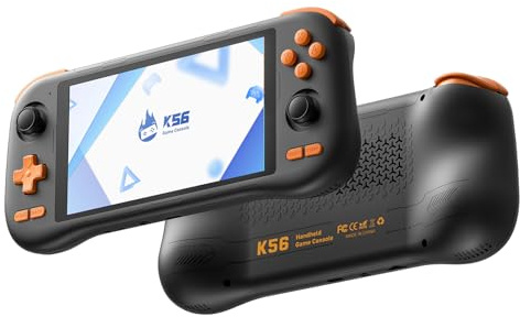 K56 Android 14 Retro consola de juegos portátil, visualización táctil de 5.5 pulgadas con más de 17000 juegos integrados, batería de 5000 mAh, WiFi 5.0 y salón Rocker, dispositivo de juego clásico