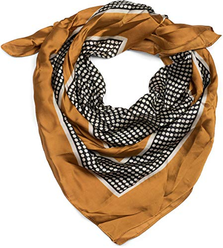 styleBREAKER Damen Dreieckstuch mit Punkten und Farbflächen, Multifunktion Tuch, Halstuch, Kopftuch, Bandana 01016193, Farbe:Curry