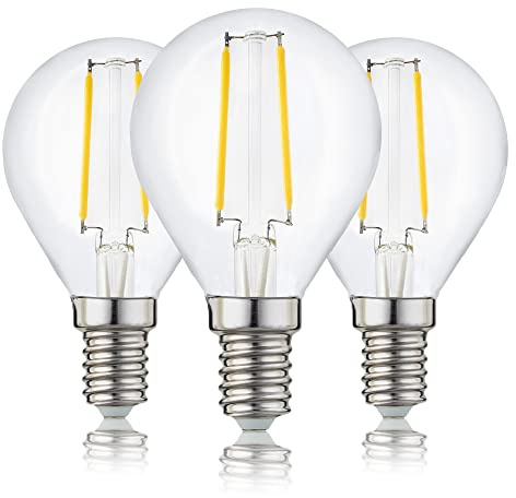 Hellum E14 LED varmvita glödlampor, lågenergilampor 2,5W ersätter 25W glödlampa med E14-sockel, varmvit ljuskälla med 2700K och 250lm, G45 LED-lampa, förpackning om 3 208108