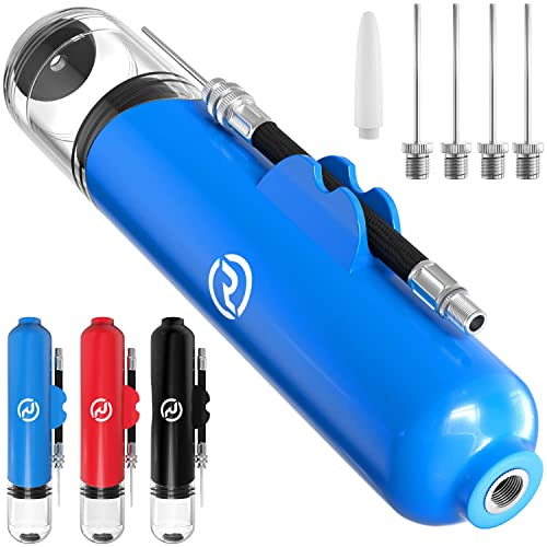 Ball Pump for Sports Balls - 5 Needles - Basketball Pump, Soccer Ball Pump - Air Pump for Balls, Volleyball, Football Accessories Equipment - Hand Pump for Inflatables - Never Lose Pin with Holder