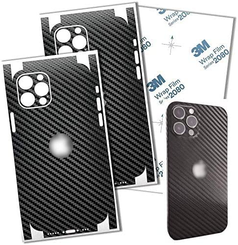 TF Skins iPhone 12 Pro Skin (2X Stück) Schutzfolie für die Rückseite und Seiten in edler Optik inkl. Kameraschutz Schutz vor Kratzern (Carbon Black)