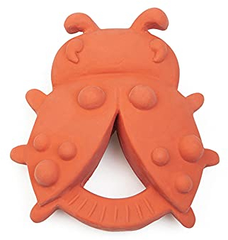 GRÜNSPECHT Bio-Spieltier aus Naturkautschuk, Zahnungshilfe & Spielzeug, BPA frei, fördert Feinmotorik & Tastsinn, Marienkäfer, rot (681-00)