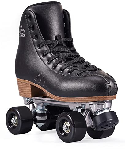 PAPAISON Roller Skates for Women and Girls, Deluxe 2 Layer Microfiber Leather Double Row-Classic Roller Skates for Men, Professional Outdoor Indoor Quad-Skates for Kids & Adults