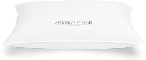 Zenoni & Colombi | Cuscino Guanciale Premium da Letto in Piumino e Piuma d'oca con Fodera in 100% Cotone, Anallergico e Antiacaro | Made in Italy | Tonale