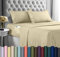 Utopia Bedding Queen Sheet Set – Soft Microfiber 4 Piece Luxury Bed Sheets with Deep Pockets - Embroidered Pillow Cases - Side Storage Pocket Fitted Sheet - Flat Sheet (Beige)