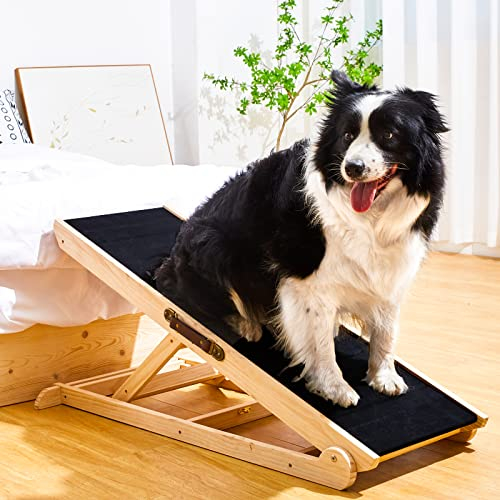 Woohoo Dog Ramp - with Innovative Non-Slip Rubber Mat - for Couch and Bed - 41 Long and Adjustable from 14 to 24 - Great for Pets of All Ages