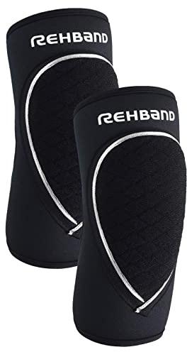 Rehband Unisex Elbow Pads, Black, Neoprene Elbow Protection, Handball & Volleyball, Colour: Black, 1 Pair, Size: XL