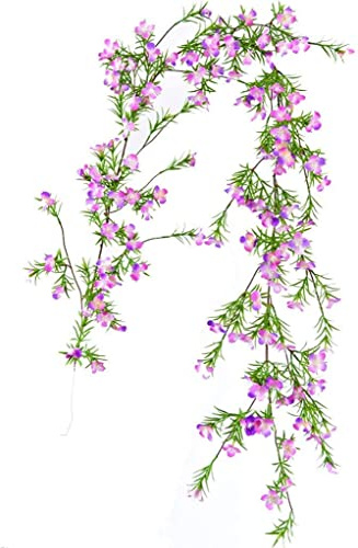 CAZARU Vigne Artificielle, 165Cm/64In Suspendus Artificielle en Plastique Fleur Sauvage Vignes Guirlande Faux Wisteria pour Intérieur/Extérieur/Mariage Décoration De Jardin,Purple