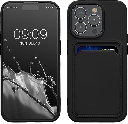 kwmobile iPhone 15 Pro-kompatibelt mobilskal - mobilskal med korthållare - svart