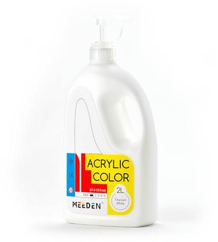 MEEDEN Titanium White Acrylic Paint: Extra-Large 2L /67 oz White Liquid Paint - Perfect for Acrylic Poured Paintings, Studio, School, Wall Painting & Party
