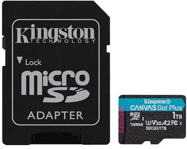 Kingston Canvas Go! Plus microSD memory card Class 10, UHS-I 1TB microSDXC 170R A2 U3 V30 Card + ADP