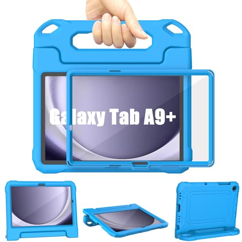 Samsung Galaxy Tab A9+ Plus Hülle Kinder 11 Zoll 2023, TrendGate Leichtes Stoßfeste A9 Plus Hülle Integrierter Displayschutz mit Griffständer für Galaxy Tab A9+ 11'' (SM-X210/X216/X218) - Blau