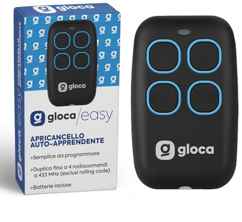 gloca Telecomando Apricancello Easy Garage Auto-Apprendente 4 Canali Frequenza 433 Mhz NO ROLLING CODE (no codice variabile)