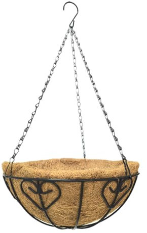 Générique Panier Suspendu avec Doublure, 20/25/30/35 cm Panier de Suspension en métal Rond avec Liner à Coco, Pots de Plant de jardinière Suspendus pour intérieur extérieur