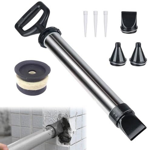 Pistola di Stuccatura in Acciaio Inox,Pompa per Malta in Acciaio Inox,Pistola per Calafataggio per Malta,Strumenti per Malta per Calafataggio,con 4 Ugelli e 3 Ugelli in Gomma Tokaneit