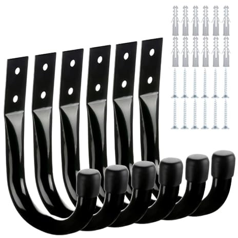 Générique Garage Storage Hooks, Yard Tool Rack, Iron Material, Heavy-Duty Wall Hangers, Space Saving Organizer, Anti Slip Coating, 6-teiliges Set, Schwarz & Orange, ideal für Garage & Nutzzimmer